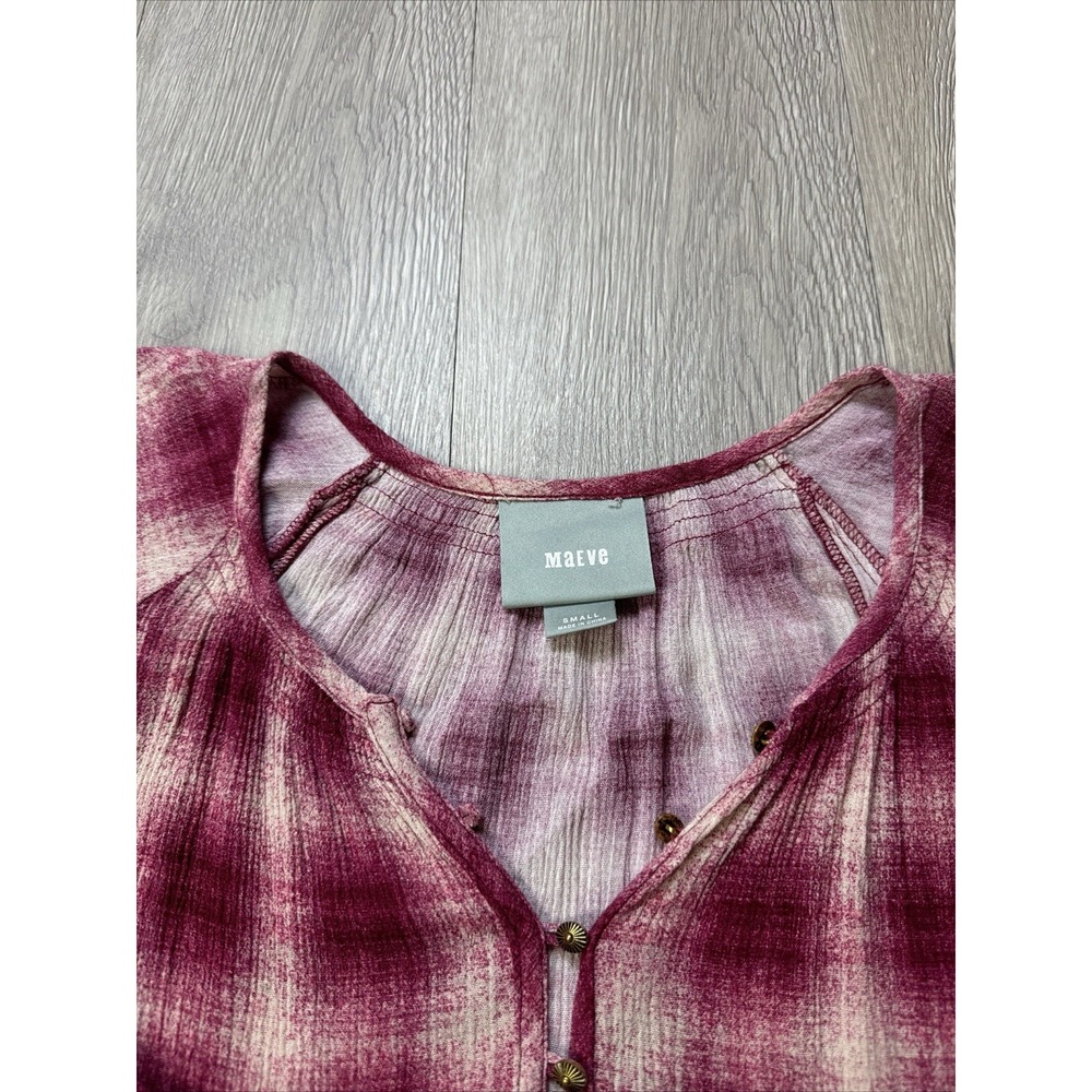 Maeve Anthropologie Tunic 3/4 Sleeve Blouse Women's Small S Colorful Summer